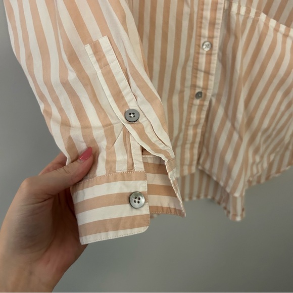 Lunya Airy Cotto Long Sleeve Button Down Striped Shirt - Picture 6 of 8